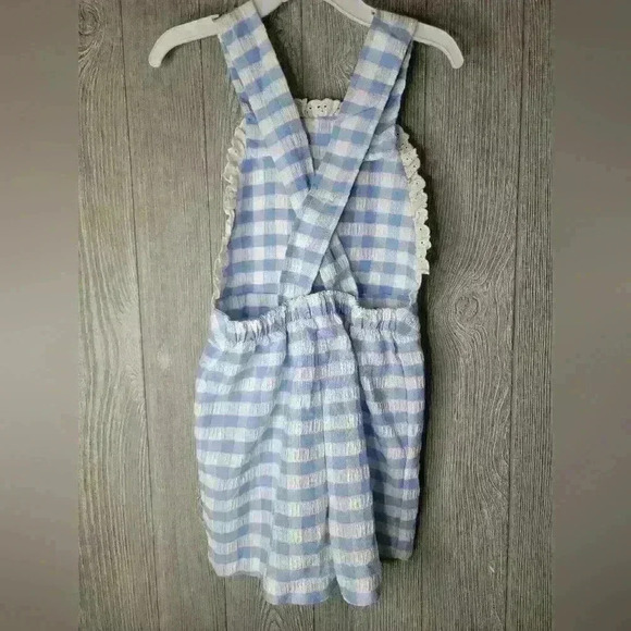 Vintage girls' overalls blue and white size 6 - Picture 3 of 4